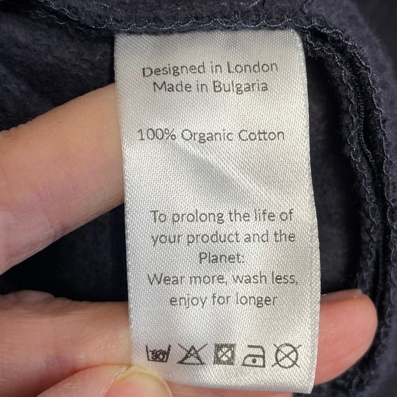 Saint + Sofia Navy Moto Jacket Organic Cotton Stripe Detail Women's Size 4 - Picture 3 of 7